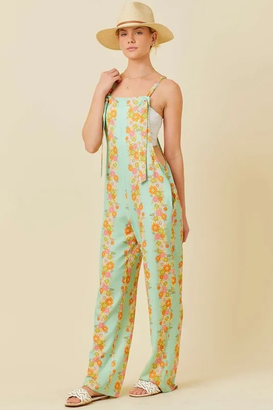 Sage Floral Print Jumpsuit